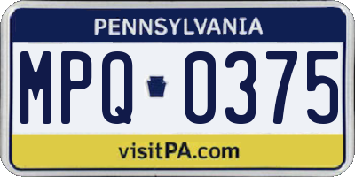 PA license plate MPQ0375