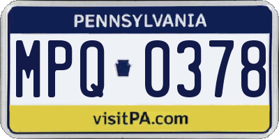 PA license plate MPQ0378