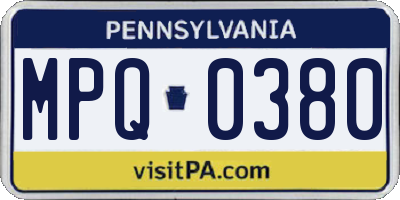 PA license plate MPQ0380
