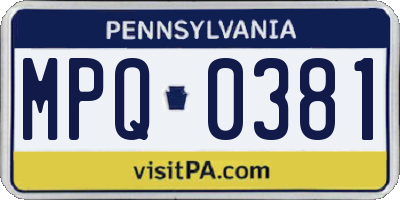 PA license plate MPQ0381