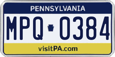 PA license plate MPQ0384
