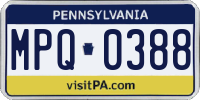 PA license plate MPQ0388