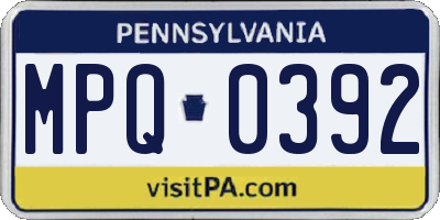 PA license plate MPQ0392