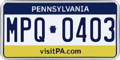 PA license plate MPQ0403