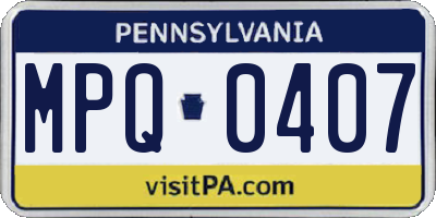 PA license plate MPQ0407