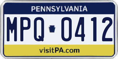 PA license plate MPQ0412
