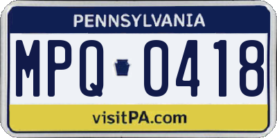 PA license plate MPQ0418