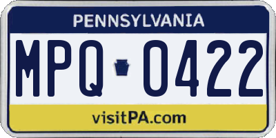 PA license plate MPQ0422