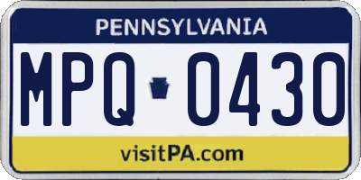 PA license plate MPQ0430