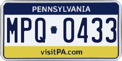 PA license plate MPQ0433