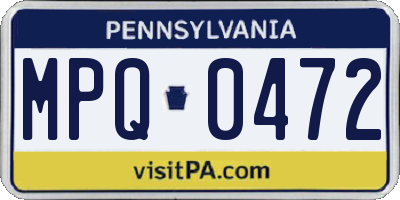 PA license plate MPQ0472
