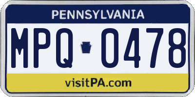 PA license plate MPQ0478