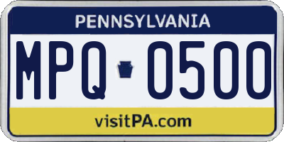 PA license plate MPQ0500