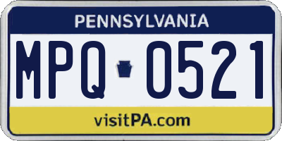 PA license plate MPQ0521