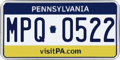 PA license plate MPQ0522