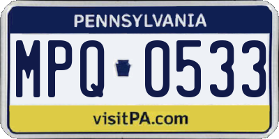 PA license plate MPQ0533