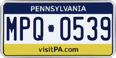 PA license plate MPQ0539