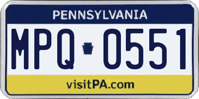 PA license plate MPQ0551
