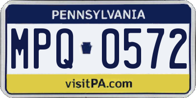 PA license plate MPQ0572