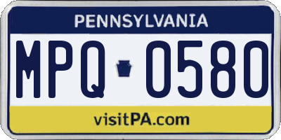 PA license plate MPQ0580