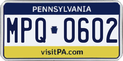 PA license plate MPQ0602