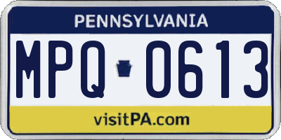 PA license plate MPQ0613