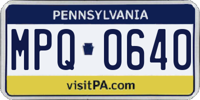 PA license plate MPQ0640