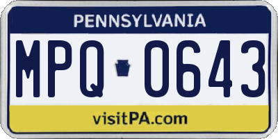 PA license plate MPQ0643