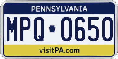 PA license plate MPQ0650