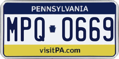 PA license plate MPQ0669