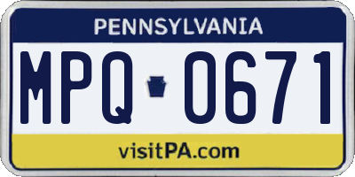 PA license plate MPQ0671
