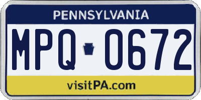 PA license plate MPQ0672