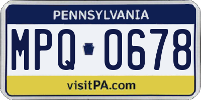 PA license plate MPQ0678
