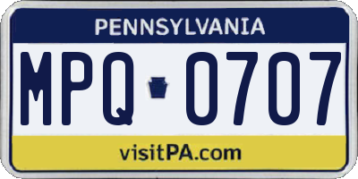 PA license plate MPQ0707