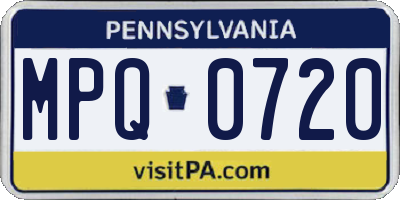 PA license plate MPQ0720