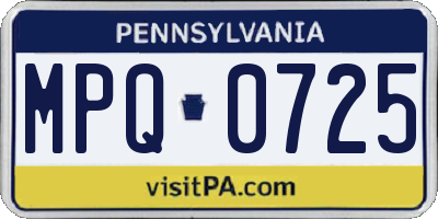 PA license plate MPQ0725