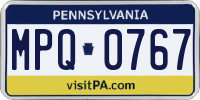 PA license plate MPQ0767