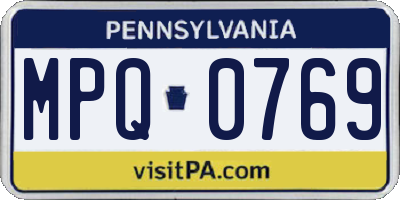 PA license plate MPQ0769