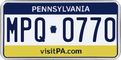 PA license plate MPQ0770