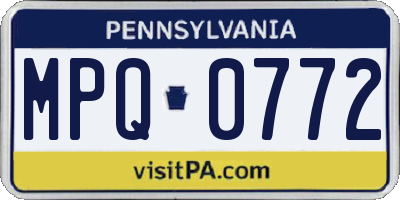 PA license plate MPQ0772