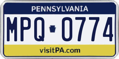 PA license plate MPQ0774