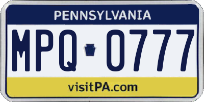 PA license plate MPQ0777