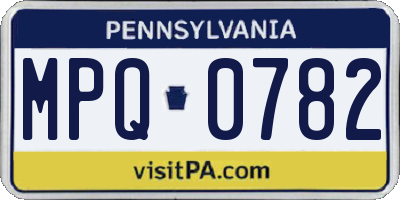 PA license plate MPQ0782