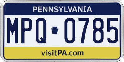 PA license plate MPQ0785