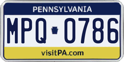 PA license plate MPQ0786