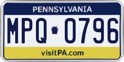 PA license plate MPQ0796