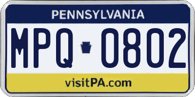 PA license plate MPQ0802