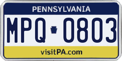 PA license plate MPQ0803