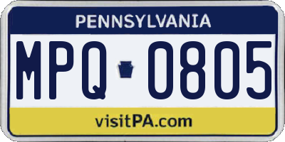 PA license plate MPQ0805