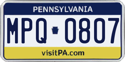 PA license plate MPQ0807